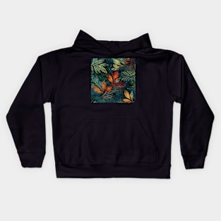 Beautiful pattern of green and orange leaves Kids Hoodie